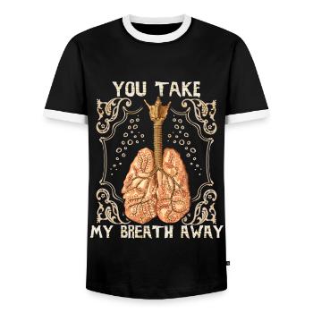 poumon vintage, illustration antique drôle de dicton - T-shirt contrasté Homme - noir/blanc - Devant - AI Model Female 172 light (172cm) & AI Model Male 178 light (178cm)