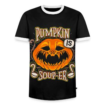 Drôle de citrouille, soupe à la citrouille, citrouille Halloween - T-shirt contrasté Homme - noir/blanc - Devant - AI Model Female 172 light (172cm) & AI Model Male 178 light (178cm)