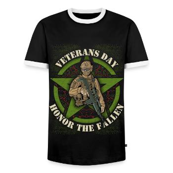Journée des anciens combattants, Journée des anciens combattants, Dicton du Memorial Day - T-shirt contrasté Homme - noir/blanc - Devant - AI Model Female 172 light (172cm) & AI Model Male 178 light (178cm)
