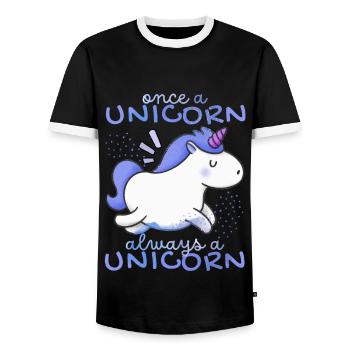 Kawaii Unicorn, Unicorns, Funny Saying - Men's Ringer Shirt - black/white - Front - AI Model Female 172 light (172cm) & AI Model Male 178 light (178cm)