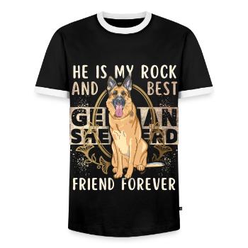 German Shepherd, Funny Saying, Pedigree Dog - Men's Ringer Shirt - black/white - Front - AI Model Female 172 light (172cm) & AI Model Male 178 light (178cm)