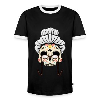 Maman Grands-parents Grand-mère Papa Día De Los Muertos - T-shirt contrasté Homme - noir/blanc - Devant - AI Model Female 172 light (172cm) & AI Model Male 178 light (178cm)
