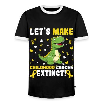 Dinosaure Septembre Sensibilisation au cancer infantile - T-shirt contrasté Homme - noir/blanc - Devant - AI Model Female 172 light (172cm) & AI Model Male 178 light (178cm)