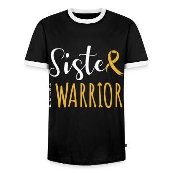 Sœur d’un guerrier Sensibilisation au cancer infantile - T-shirt contrasté Homme - noir/blanc - Devant - AI Model Female 172 light (172cm) & AI Model Male 178 light (178cm)