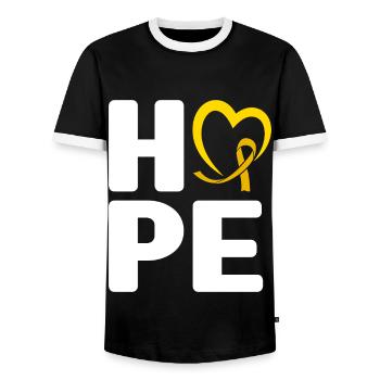 September Ribbon Hope Childhood Cancer Awareness - Men's Ringer Shirt - black/white - Front - AI Model Female 172 light (172cm) & AI Model Male 178 light (178cm)