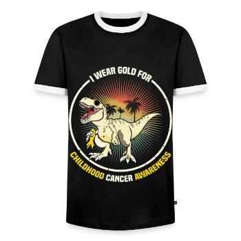 September Ribbon For Childhood Cancer Awareness - Men's Ringer Shirt - black/white - Front - AI Model Female 172 light (172cm) & AI Model Male 178 light (178cm)