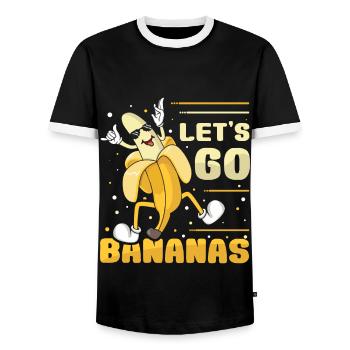Glückliches lustiges Bananen-Meme Lass uns Bananen gehen - Männer Kontrast-T-Shirt - Schwarz/Weiß - Vorne - AI Model Female 172 light (172cm) & AI Model Male 178 light (178cm)
