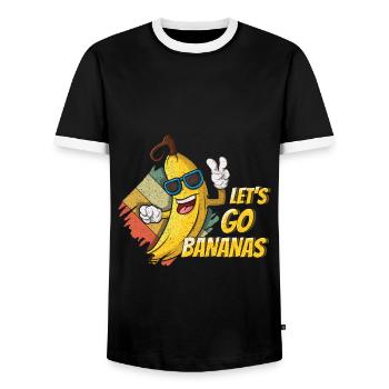 Cooles lustiges Bananen-Meme Lass uns Bananen gehen - Männer Kontrast-T-Shirt - Schwarz/Weiß - Vorne - AI Model Female 172 light (172cm) & AI Model Male 178 light (178cm)