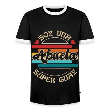 Mother's Day Super Cool Grandmom Abuela Retro - Men's Ringer Shirt - black/white - Front - AI Model Female 172 light (172cm) & AI Model Male 178 light (178cm)