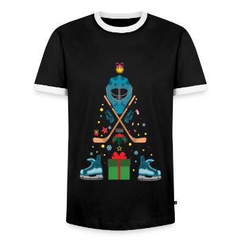 Dezember 2021 Winter Hockeyspieler Weihnachten - Männer Kontrast-T-Shirt - Schwarz/Weiß - Vorne - AI Model Female 172 light (172cm) & AI Model Male 178 light (178cm)