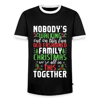 Dezember 2021 Winterspaß Familie Weihnachten - Männer Kontrast-T-Shirt - Schwarz/Weiß - Vorne - AI Model Female 172 light (172cm) & AI Model Male 178 light (178cm)