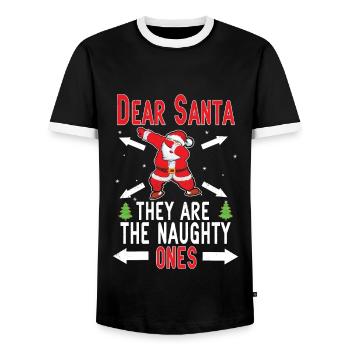 Liebe Santa Naughty Ones Winter Dezember Weihnachten - Männer Kontrast-T-Shirt - Schwarz/Weiß - Vorne - AI Model Female 172 light (172cm) & AI Model Male 178 light (178cm)
