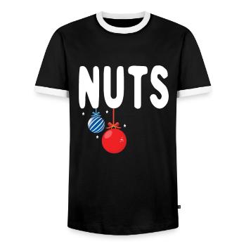 Lustige hängende Nüsse Feiertag Dezember Weihnachten - Männer Kontrast-T-Shirt - Schwarz/Weiß - Vorne - AI Model Female 172 light (172cm) & AI Model Male 178 light (178cm)