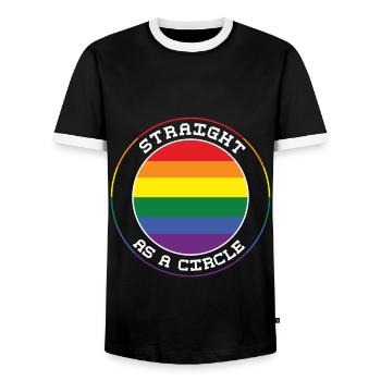 Straight Circle Gay Pride LGBT Pride Monat - Männer Kontrast-T-Shirt - Schwarz/Weiß - Vorne - AI Model Female 172 light (172cm) & AI Model Male 178 light (178cm)