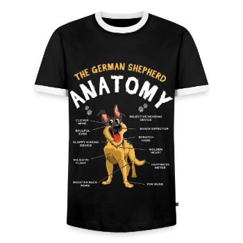 Pet Dog Berger Anatomie Drôle Malinois belge - T-shirt contrasté Homme - noir/blanc - Devant - AI Model Female 172 light (172cm) & AI Model Male 178 light (178cm)