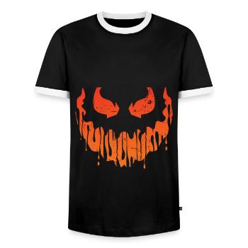 Cool Pumpkin Head Face Creepy Halloween Pumpkin - Men's Ringer Shirt - black/white - Front - AI Model Female 172 light (172cm) & AI Model Male 178 light (178cm)