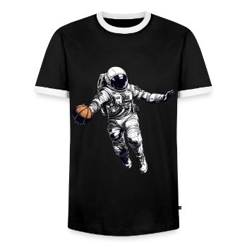Basketball Astronaut - Men's Ringer Shirt - black/white - Front - AI Model Female 172 light (172cm) & AI Model Male 178 light (178cm)