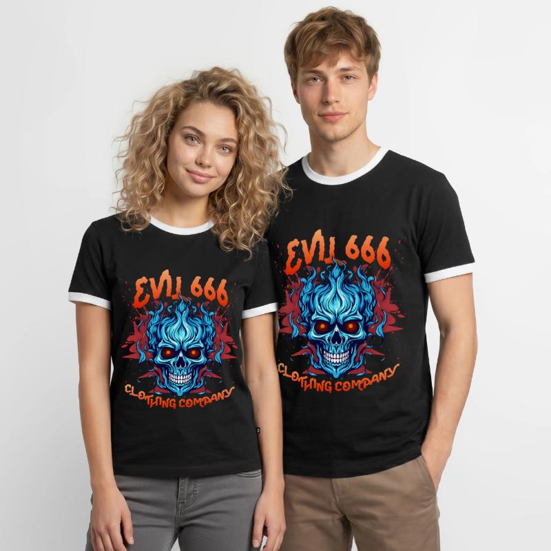 Devil Devil, Evil 666, Comic Devil Satan Saying Men's Ringer Shirt