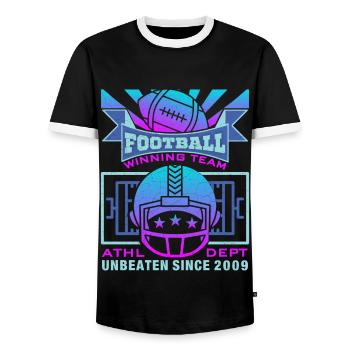 Football, American Football, mit Helm - Männer Kontrast-T-Shirt - Schwarz/Weiß - Vorne - AI Model Female 172 light (172cm) & AI Model Male 178 light (178cm)