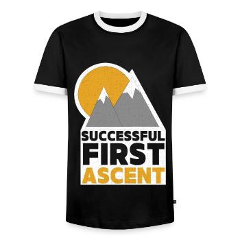 Alpiniste, Escalade De Montagnes, Sommet De Montagne Dire - T-shirt contrasté Homme - noir/blanc - Devant - AI Model Female 172 light (172cm) & AI Model Male 178 light (178cm)