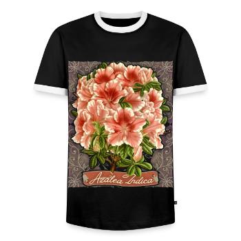Indian azalea, vintage retro Azalea Indica - Men's Ringer Shirt - black/white - Front - AI Model Female 172 light (172cm) & AI Model Male 178 light (178cm)