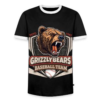 Baseball, Grizzly Bears Team, Grizzlybären Logo - Men's Ringer Shirt - black/white - Front - AI Model Female 172 light (172cm) & AI Model Male 178 light (178cm)
