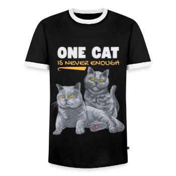 Lustige Katze, Britisch Kurzhaar, Katzen Spruch - Männer Kontrast-T-Shirt - Schwarz/Weiß - Vorne - AI Model Female 172 light (172cm) & AI Model Male 178 light (178cm)