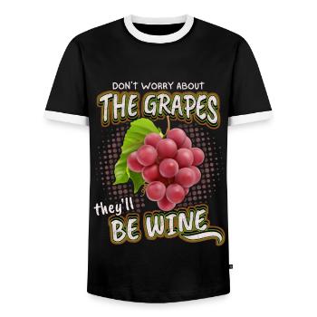 Lustiger Wein Spruch, Weintrauben, Weintrinker Pun - Männer Kontrast-T-Shirt - Schwarz/Weiß - Vorne - AI Model Female 172 light (172cm) & AI Model Male 178 light (178cm)