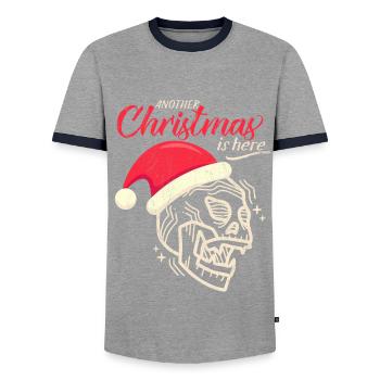 Weihnachten Totenkopf Skull, lustiger Spruch - Männer Kontrast-T-Shirt - Grau/Navy  - Vorne - AI Model Female 172 light (172cm) & AI Model Male 178 light (178cm)