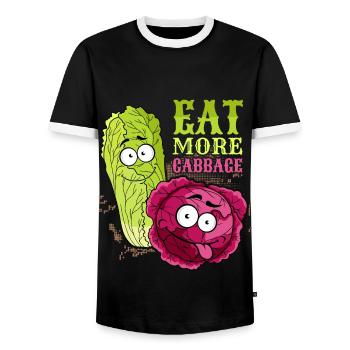 Cabbage, funny saying, red cabbage, Chinese cabbage - Men's Ringer Shirt - black/white - Front - AI Model Female 172 light (172cm) & AI Model Male 178 light (178cm)