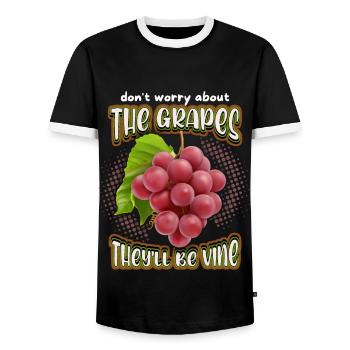 Vin, Raisins, Drôle De Dicton, Jeu De Mots - T-shirt contrasté Homme - noir/blanc - Devant - AI Model Female 172 light (172cm) & AI Model Male 178 light (178cm)