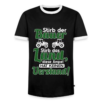 Bauern und Landwirte Demo - Traktor Agrar Protest - Männer Kontrast-T-Shirt - Schwarz/Weiß - Vorne - AI Model Female 172 light (172cm) & AI Model Male 178 light (178cm)