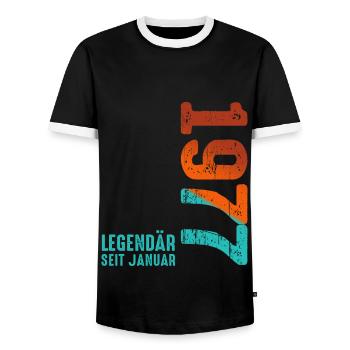Limited Edition January 1977 Legendär Seit January - Männer Kontrast-T-Shirt - Schwarz/Weiß - Vorne - AI Model Female 172 light (172cm) & AI Model Male 178 light (178cm)