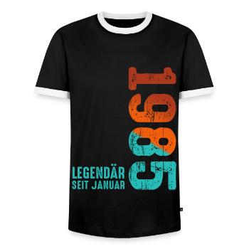 Limited Edition January 1985 Legendär Seit January - Männer Kontrast-T-Shirt - Schwarz/Weiß - Vorne - AI Model Female 172 light (172cm) & AI Model Male 178 light (178cm)