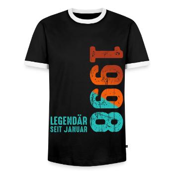 Limited Edition January 1998 Legendär Seit January - Männer Kontrast-T-Shirt - Schwarz/Weiß - Vorne - AI Model Female 172 light (172cm) & AI Model Male 178 light (178cm)