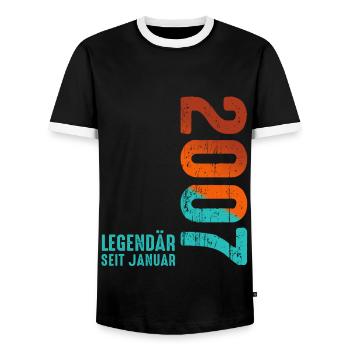 Limited Edition January 2007 Legendär Seit January - Männer Kontrast-T-Shirt - Schwarz/Weiß - Vorne - AI Model Female 172 light (172cm) & AI Model Male 178 light (178cm)