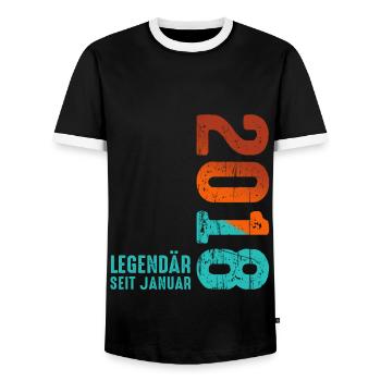 Limited Edition January 2018 Legendär Seit January - Männer Kontrast-T-Shirt - Schwarz/Weiß - Vorne - AI Model Female 172 light (172cm) & AI Model Male 178 light (178cm)