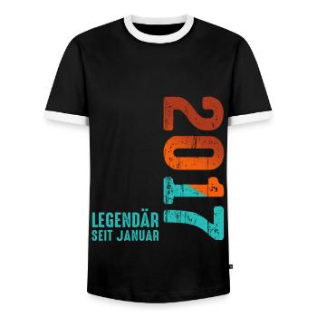 Limited Edition January 2017 Legendär Seit January - Männer Kontrast-T-Shirt - Schwarz/Weiß - Vorne - AI Model Female 172 light (172cm) & AI Model Male 178 light (178cm)
