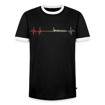 Vintage Ruderboot Pulsschlag - Männer Kontrast-T-Shirt - Schwarz/Weiß - Vorne - AI Model Female 172 light (172cm) & AI Model Male 178 light (178cm)