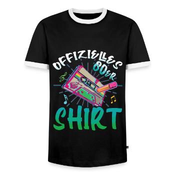 Offizielles 80er Kostüm Alaaf Helau Rosenmontag - Männer Kontrast-T-Shirt - Schwarz/Weiß - Vorne - AI Model Female 172 light (172cm) & AI Model Male 178 light (178cm)