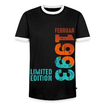 Édition limitée février 1993 légendaire depuis - T-shirt contrasté Homme - noir/blanc - Devant - AI Model Female 172 light (172cm) & AI Model Male 178 light (178cm)