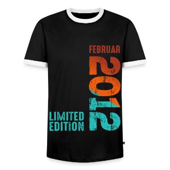 Limited Edition February 2012 Legendary Since - Men's Ringer Shirt - black/white - Front - AI Model Female 172 light (172cm) & AI Model Male 178 light (178cm)