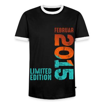 Limited Edition February 2015 Legendary Since - Men's Ringer Shirt - black/white - Front - AI Model Female 172 light (172cm) & AI Model Male 178 light (178cm)