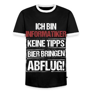 I'm a computer scientist - bring beer and take off - Men's Ringer Shirt - black/white - Front - AI Model Female 172 light (172cm) & AI Model Male 178 light (178cm)