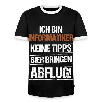 I'm a computer scientist - bring beer and take off - Men's Ringer Shirt - black/white - Front - AI Model Female 172 light (172cm) & AI Model Male 178 light (178cm)