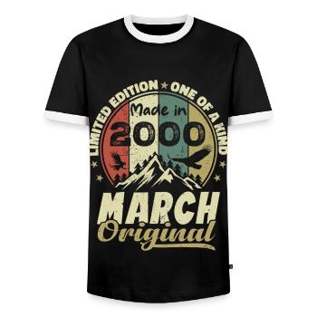 Cadeau D'anniversaire Mars 2000 Édition Limitée - T-shirt contrasté Homme - noir/blanc - Devant - AI Model Female 172 light (172cm) & AI Model Male 178 light (178cm)