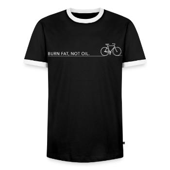 burn ois not fat bike sayings cycling biking - Men's Ringer Shirt - black/white - Front - AI Model Female 172 light (172cm) & AI Model Male 178 light (178cm)