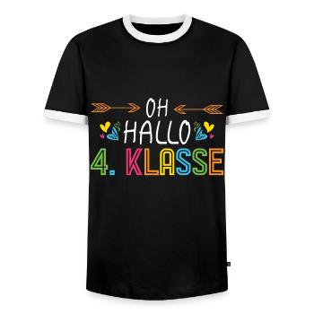 Oh bonjour l’école de 4e année - T-shirt contrasté Homme - noir/blanc - Devant - AI Model Female 172 light (172cm) & AI Model Male 178 light (178cm)
