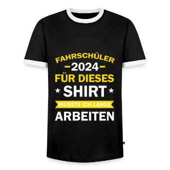 Apprenti conducteur 2024 Cadeau Permis de conduire Drôle - T-shirt contrasté Homme - noir/blanc - Devant - AI Model Female 172 light (172cm) & AI Model Male 178 light (178cm)