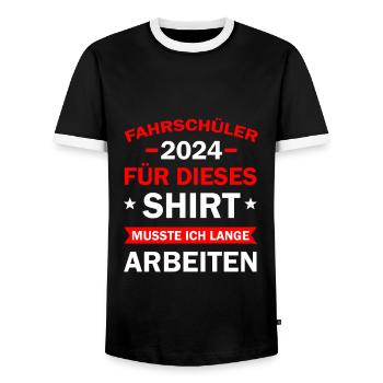 Learner Driver 2024 Gift Driver's License Funny - Men's Ringer Shirt - black/white - Front - AI Model Female 172 light (172cm) & AI Model Male 178 light (178cm)